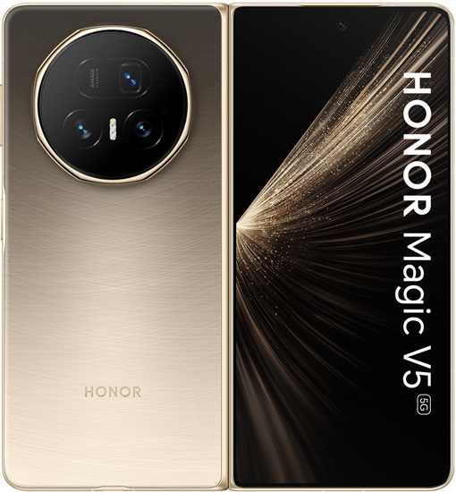 Picture of HONOR Magic V5 5G (MBH-N49) AI Handy, Sim Free, 512GB Speicher 16GB RAM, Dual SIM, Android 15, Klappbildschirm Smartphone - Dawn Gold (5109BUHJ)