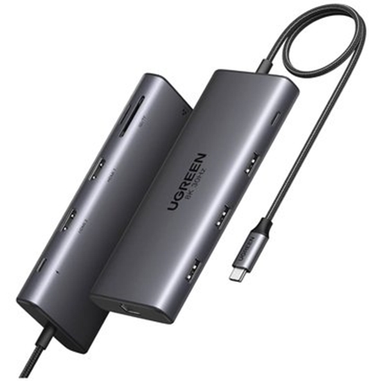 Picture of HUB UGREEN CM639 USB-C / 2xHDMI 4K60 Hz, 3xUSB-A, USB-C, SD/TF, RJ45, USB-C PD 100W