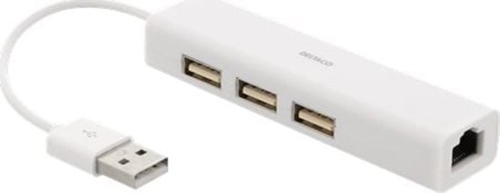 Picture of HUB USB Deltaco 1x RJ-45  + 3x USB-A 2.0 (Deltaco USB2-LAN3 - netvrksadapter)