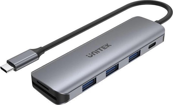 Picture of HUB USB Unitek 1x SD 1x USB-C 1x microSD  + 3x USB-A 3.1 Gen1 (H1107C)