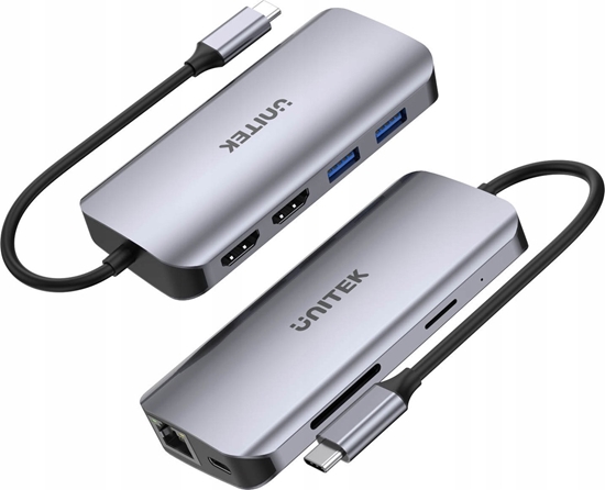 Изображение HUB USB Unitek Unitek Aktywny hub USB-C 5Gbps, 2x HDMI 4K, czytnik kart, RJ-45, PD 100W