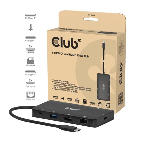 Picture of I/O HUB 9IN1 USB-C/100W CSV-2552 CLUB3D