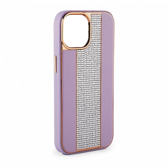 Picture of iLike Apple iPhone 15 Pro Max Diamonds and Leather Case Pink Sand