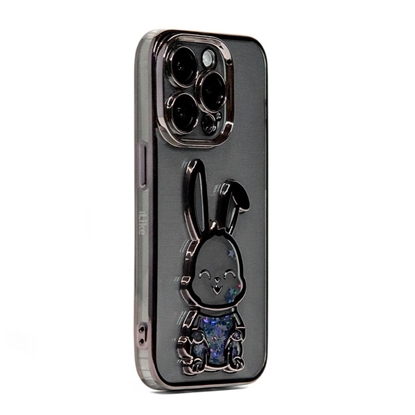 Picture of iLike Apple iPhone 15 Pro Silicone Case Print Desire Rabbit Black