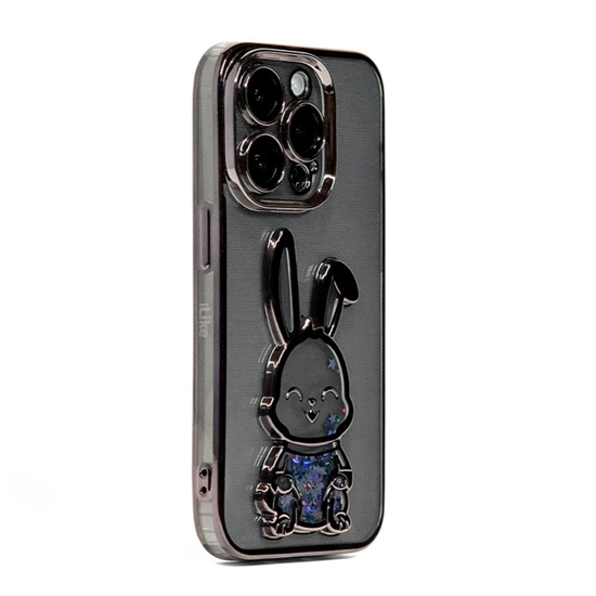 Picture of iLike Apple iPhone 15 Pro Silicone Case Print Desire Rabbit Black