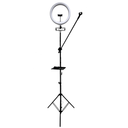 Picture of iLike S12 LED Selfie 31cm Ring Light Lamp + Tripod Stand 2.1m + Shelf & 3x phone / Mic Holder Black