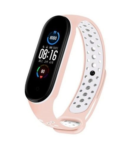 Picture of iLike Silicone Wristband Strap for Xiaomi Mi Band 5 Dots Pink White