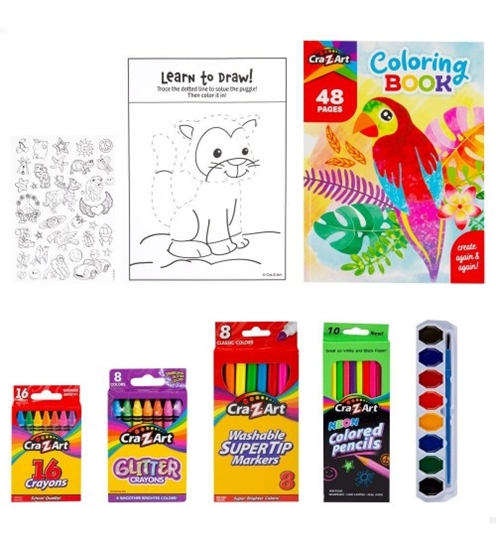 Изображение Izkrāsošanas komplekts (krītiņi, marķieri, neona krāsu zīmuļi, akvareļu krāsas, grāmatiņa un uzlīmes) 4+ CB47925