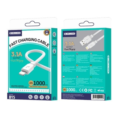 Attēls no Jellico B15 Durable-Soft iPhone & iPad Lightning to USB Data & Fast 3.1A Charger Cable 1m White