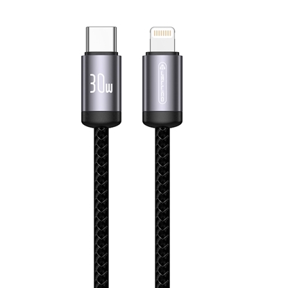 Изображение Jellico B27 Woven Cotton iPhone & iPad USB-C to Lightning Data & Fast PD 30W Charger Cable 1m Black