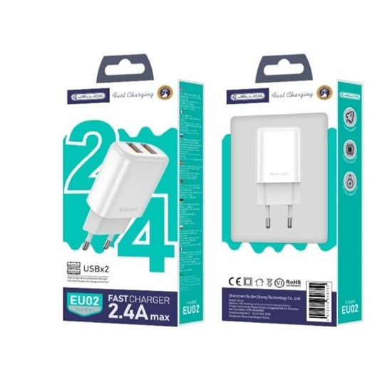 Picture of Jellico EU02 12W 2x USB 2.4A Plug Fast Adaptive Charger Universal for all Mobile Devices White