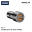 Attēls no Jellico F9 36W Compact Car DC 12-24V Dual 18W USB Socket 3.1A Adaptive Fast Charger Black