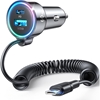 Изображение Joyroom Joyroom 3 in 1 fast car charger with USB Type C cable 1.6m 60W black (JR-CL07)