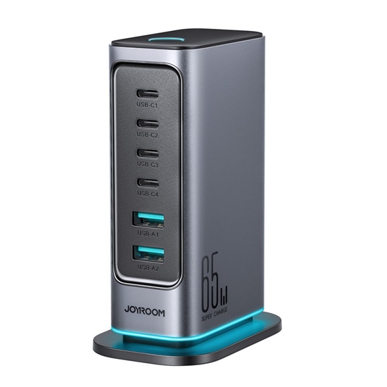 Picture of Joyroom Joyroom JR-TCM02 multi-port GaN charger 65W EU 4x USB-C 2x USB-A - dark gray