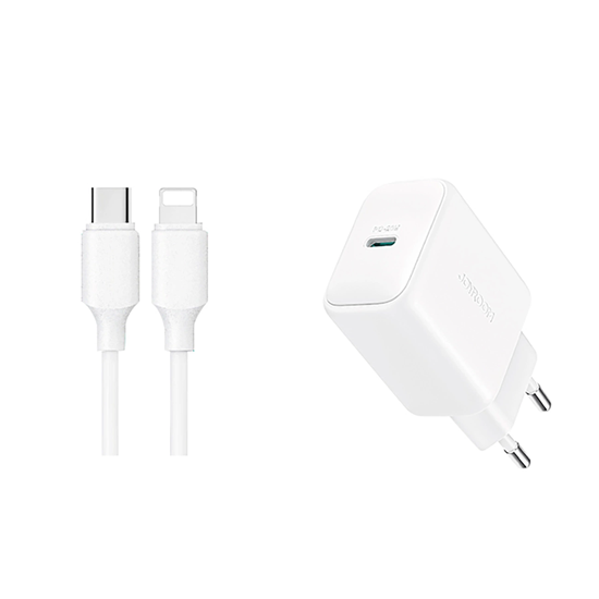 Picture of Joyroom Joyroom JR-TCF20 USB-C PD 20W network charger - white + USB-C / Lightning cable 1m