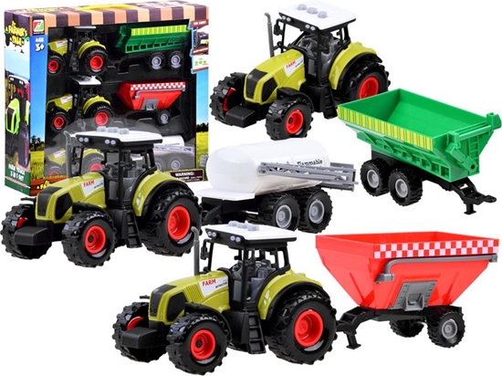 Изображение Jokomisiada Zestaw 3 x Traktor + przyczepa dla farmera ZA3908