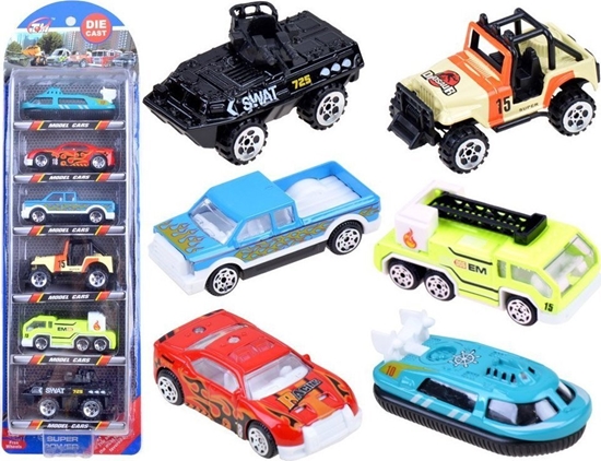 Изображение Jokomisiada Zestaw 6 sztuk mix pojazdy autka metalowe ZA3505