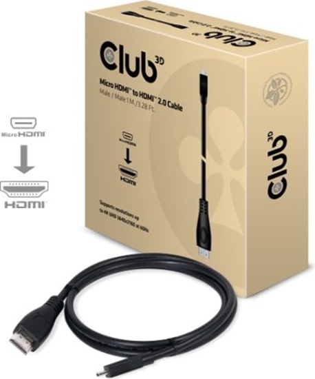 Изображение Kabel Club 3D HDMI Micro - HDMI 1m czarny (CAC-1351)