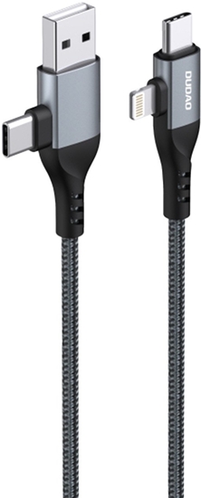 Picture of Kabel USB Dudao USB-A + USB-C - USB-C + Lightning 1 m Czarny (6976625334797)