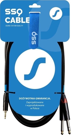 Picture of Kabel SSQ Jack 3.5mm - Jack 6.3mm x2 Brak danych czarny (SS-1813)
