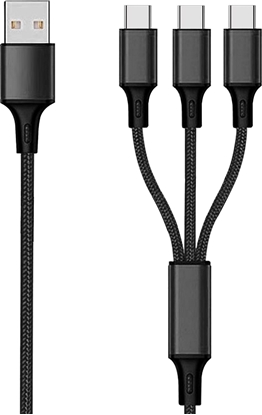 Изображение Kabel USB 2GO USB-A - 3x USB-C 1.5 m Czarny (797156)