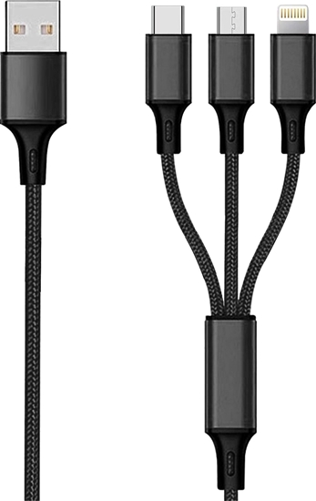 Изображение Kabel USB 2GO USB-A - USB-C + microUSB + Lightning 3 m Czarny (797154)