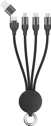Изображение Kabel USB 2GO USB-A + USB-C - USB-C + micro-B + Lightning 0.15 m Czarny (797363)
