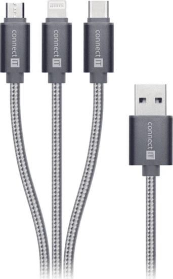 Изображение Kabel USB Connect IT USB-A - Lightning 1.2 m Szary (CI-1229)