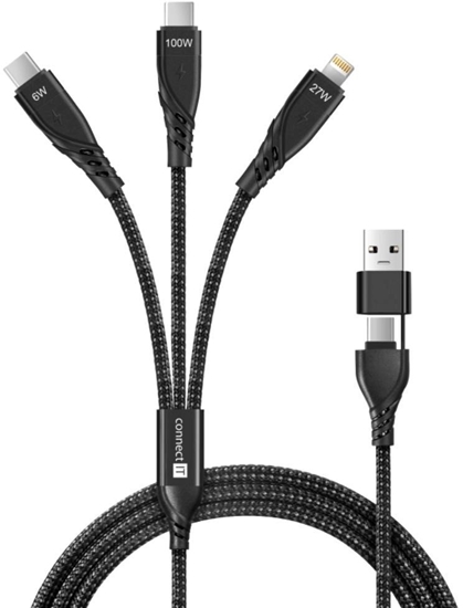 Изображение Kabel USB Connect IT USB-C - Lightning 1.25 m Czarny (CCA-2320-BK)