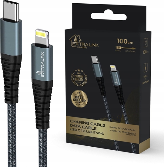 Picture of Kabel USB ExtraLink USB-C - Lightning 1 m Czarny (CABESL06)