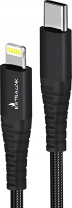 Attēls no Kabel USB ExtraLink USB-C - Lightning 2 m Czarny (CABESL03)