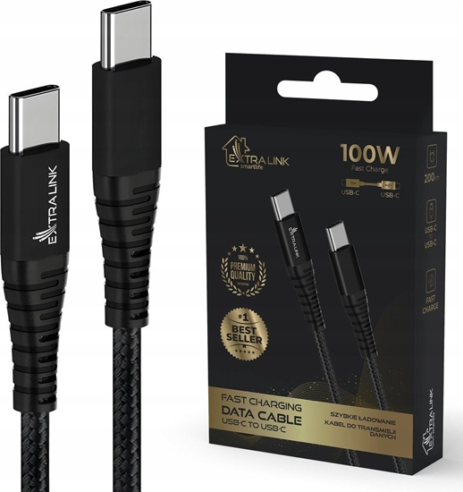 Picture of Kabel USB ExtraLink USB-C - USB-C 2 m Czarny (CABESL02)