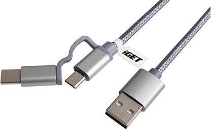 Attēls no Kabel USB iGET USB-A - microUSB + USB-C 1 m Srebrny (G2V1)