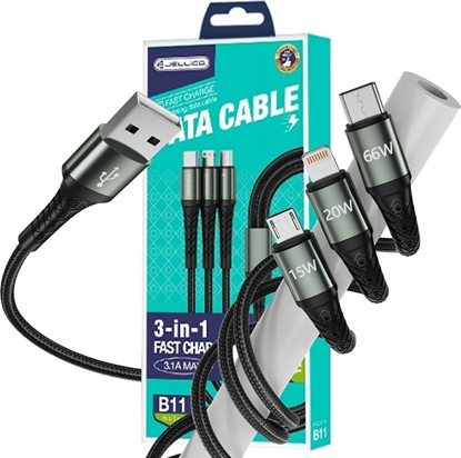 Picture of Kabel USB Jellico USB-A - USB-C + microUSB + Lightning 1.2 m Czarny (GSMA0236)