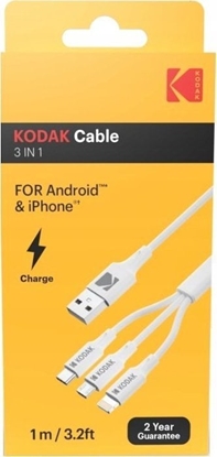 Изображение Kabel USB Kodak USB-A - USB-C + microUSB + Lightning 1 m Biay (SB7379)