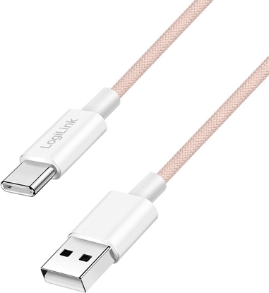 Attēls no Kabel USB LogiLink USB-A - USB-C 1 m Róowy (CU0324)