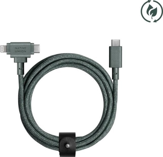 Picture of Kabel USB Native Union USB-C - USB-C + Lightning 1.5 m Zielony (BELT-CCL-GRN-NP)