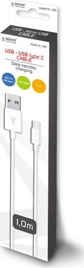 Picture of Kabel USB Savio USB-A - USB-C 1 m Biay (SAVIO CL-125)