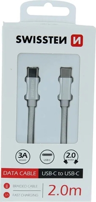 Attēls no Kabel USB Swissten USB-C - USB-C 2 m Srebrny (891268273)