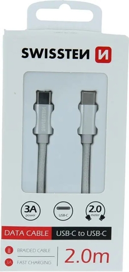 Picture of Kabel USB Swissten USB-C - USB-C 2 m Srebrny (891268273)