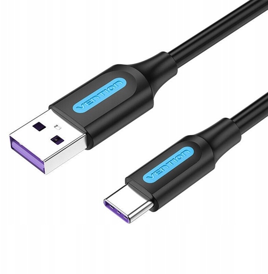 Изображение Kabel USB Vention USB-A - USB-C 1 m Czarny (6922794749504)