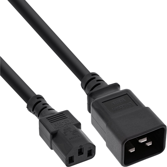 Picture of Kabel zasilajcy InLine Power adapter cable, IEC-60320 C20 to C13, 3x1,5mm², max. 10A, black, 2m