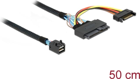 Picture of Kabelis SFF-8643 M > U.2 SFF-8639 M + SATA barošanas konektors, 50cm, Delock