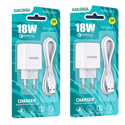 Attēls no KAKUSIGA KSC-917 lādētājs | 18W | 3A + USB-C kabel
