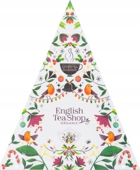 Изображение Kalendarz adwentowy English Tea Shop Zestaw herbatek trójktny biay 25 piramidek  BIO 50g