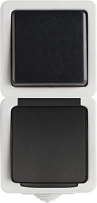 Attēls no Kanlux TEKNO cznik jednobiegunowy + gniazdo francuskie z ochron styków pionowy rubowy 10AX/16A 250V czarne (25361)