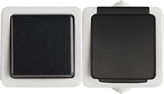 Picture of Kanlux TEKNO cznik jednobiegunowy + gniazdo francuskie z ochron styków rubowy 10AX/16A 250V czarne (25358)