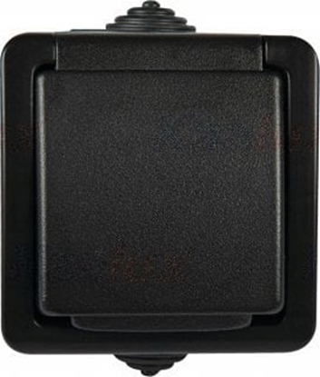 Attēls no Kanlux TEKNO Gniazdo zasilajce pojedyncze francuskie z ochron styków 250V czarny IP54 27355