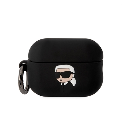 Attēls no Karl Lagerfeld - Karl Lagerfeld 3D Logo NFT Karl Head Silicone Case for AirPods Pro 2 Black