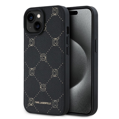 Изображение Karl Lagerfeld - Karl Lagerfeld PU Karl Heads Pattern MagSafe Case for iPhone 15 Black